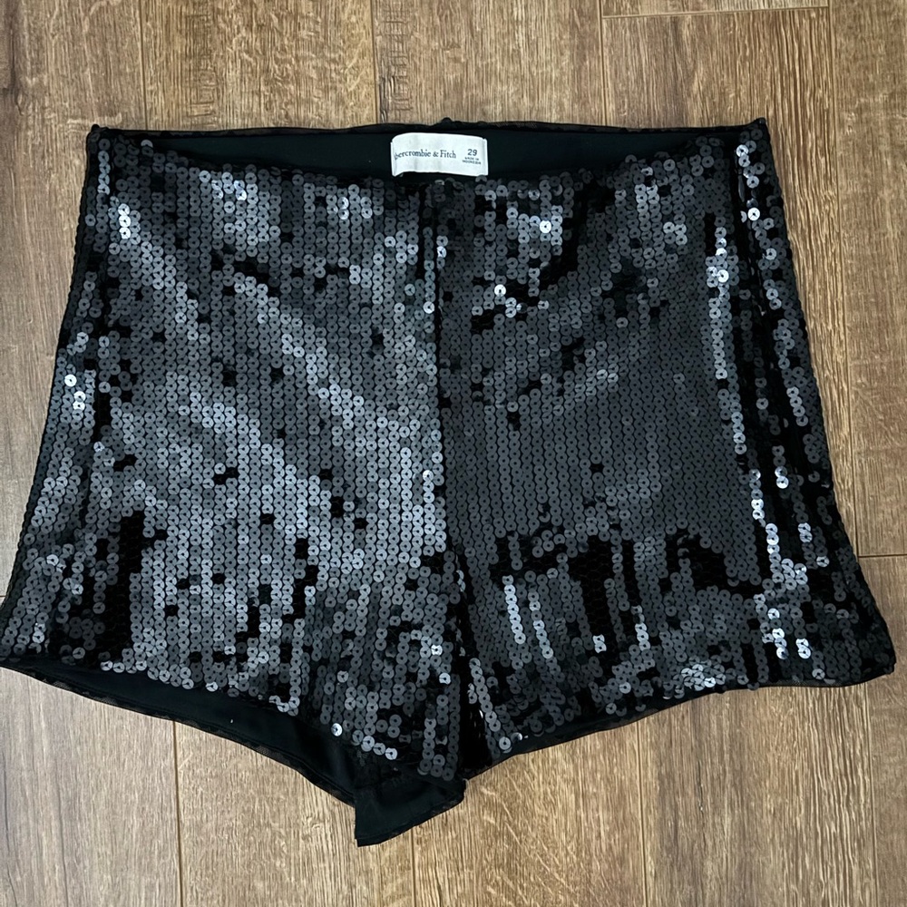 Abercrombie & Fitch Black Sequin High-Waist Women’s Shorts